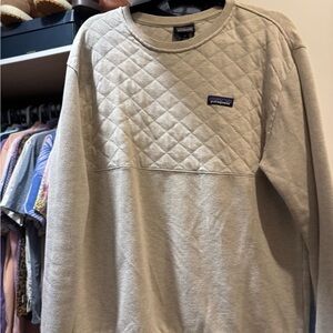 Patagonia Light Gray Quilted Crewneck Sweater